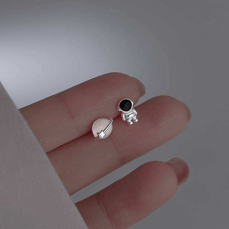 Star Moon Earrings - Cute Asymmetric Zircon Stud Earrings for Women