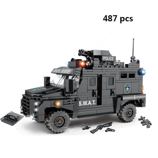 City Police SWAT Building Blocks Set – Helicopter, Truck & Armoured Vehicle Construction Toy