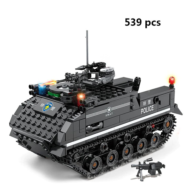City Police SWAT Building Blocks Set – Helicopter, Truck & Armoured Vehicle Construction Toy