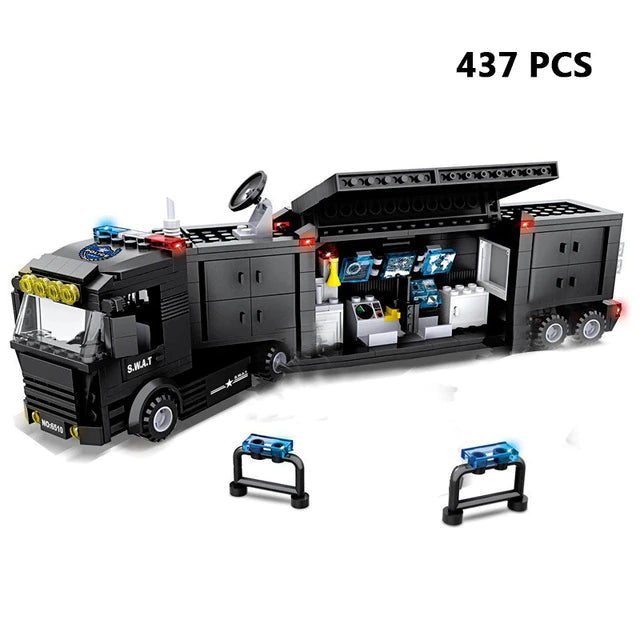 City Police SWAT Building Blocks Set – Helicopter, Truck & Armoured Vehicle Construction Toy