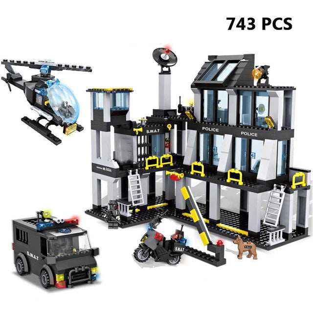 City Police SWAT Building Blocks Set – Helicopter, Truck & Armoured Vehicle Construction Toy