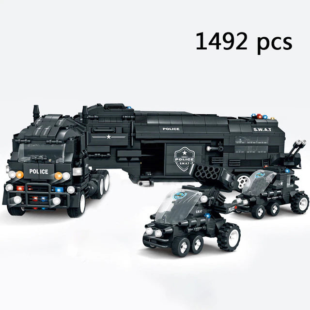 City Police SWAT Building Blocks Set – Helicopter, Truck & Armoured Vehicle Construction Toy