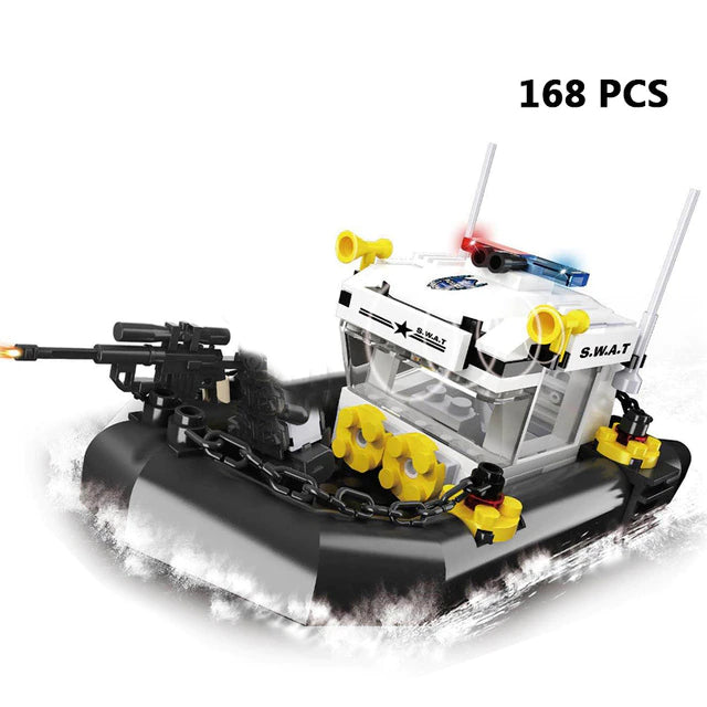 City Police SWAT Building Blocks Set – Helicopter, Truck & Armoured Vehicle Construction Toy
