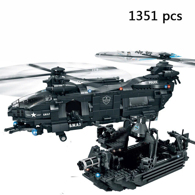City Police SWAT Building Blocks Set – Helicopter, Truck & Armoured Vehicle Construction Toy