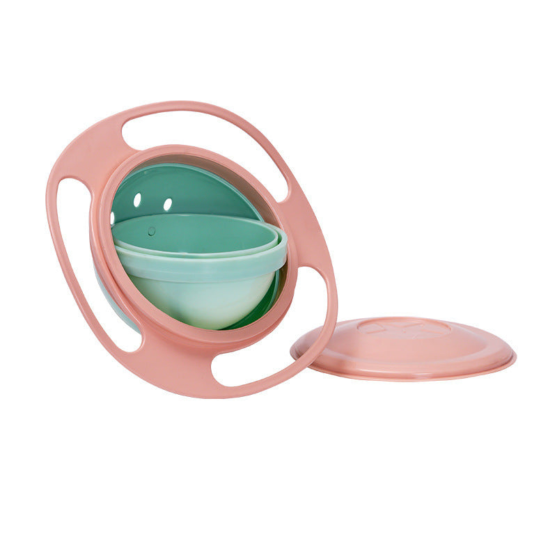 360° Rotatable Baby Feeding Bowl – Spill-Proof Gyro Bowl with Lid & Handles