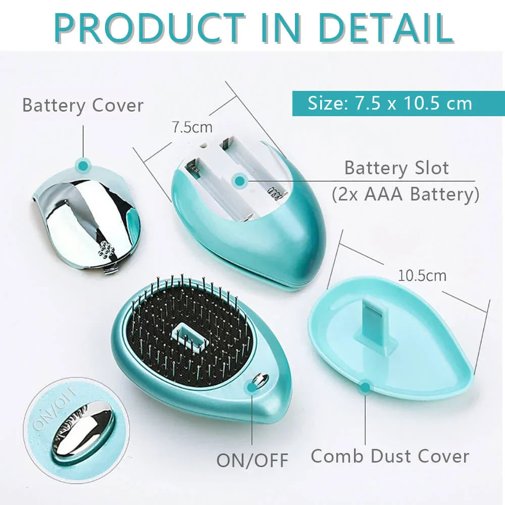 Portable Electric Ionic Hairbrush – Anti-Static Smoothing Hair Brush for Frizz-Free Shine