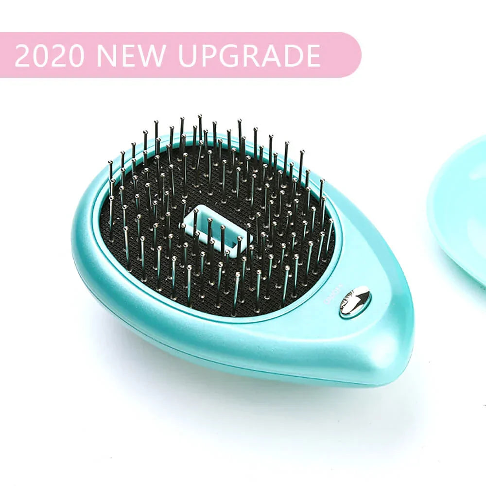 Portable Electric Ionic Hairbrush – Anti-Static Smoothing Hair Brush for Frizz-Free Shine