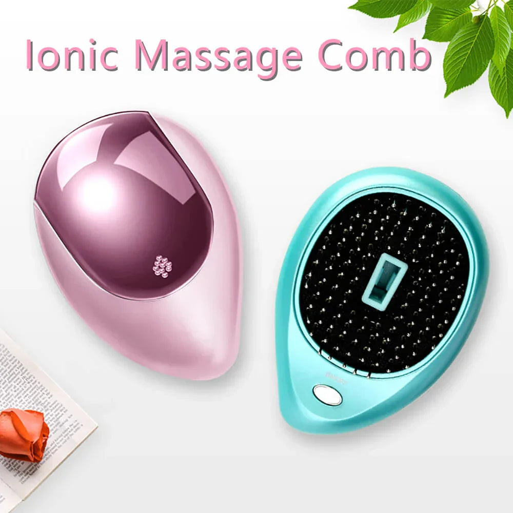 Portable Electric Ionic Hairbrush – Anti-Static Smoothing Hair Brush for Frizz-Free Shine