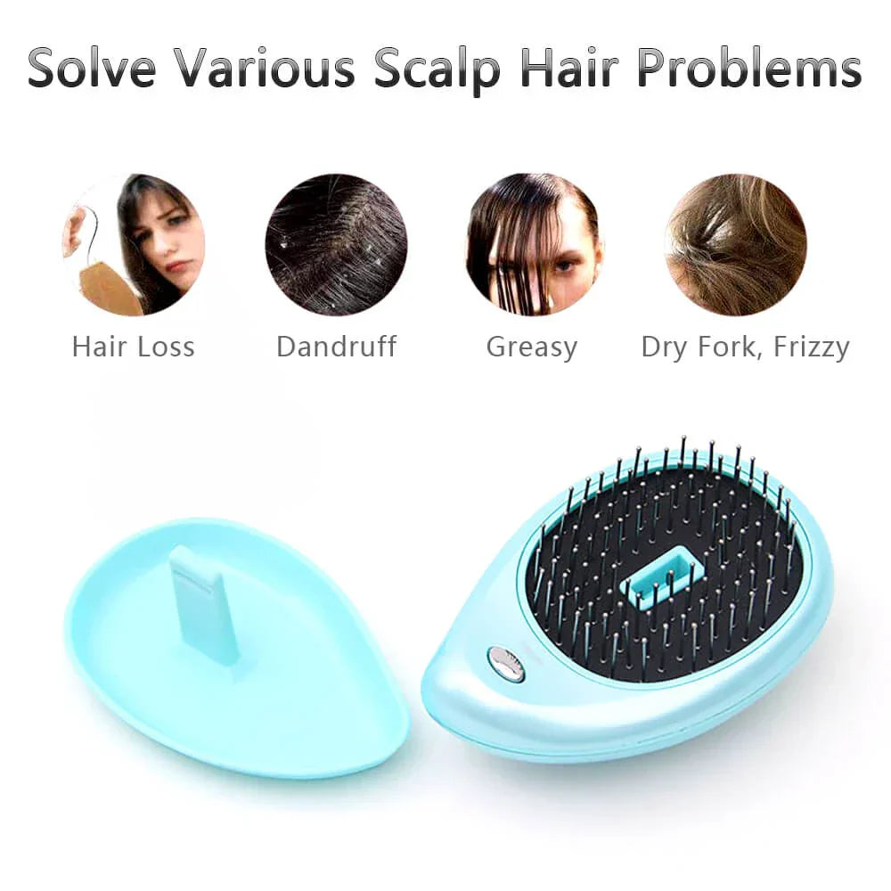 Portable Electric Ionic Hairbrush – Anti-Static Smoothing Hair Brush for Frizz-Free Shine