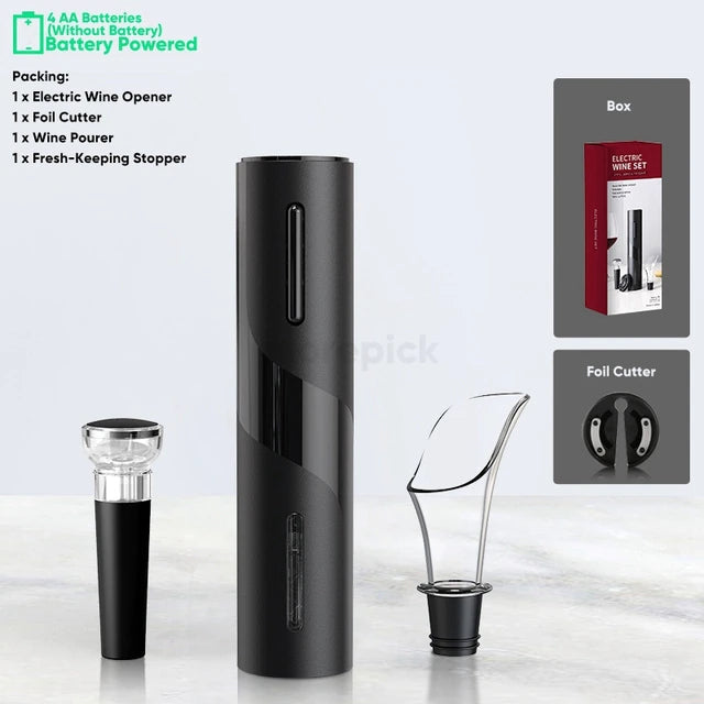 Automatic Electric Wine Bottle Opener – Rechargeable Corkscrew with Foil Cutter Kit