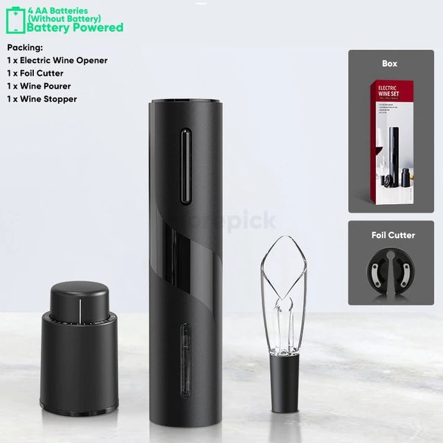 Automatic Electric Wine Bottle Opener – Rechargeable Corkscrew with Foil Cutter Kit
