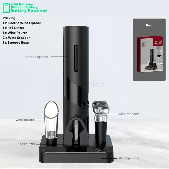 Automatic Electric Wine Bottle Opener – Rechargeable Corkscrew with Foil Cutter Kit