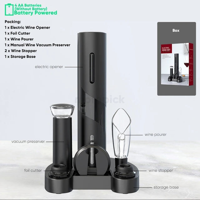 Automatic Electric Wine Bottle Opener – Rechargeable Corkscrew with Foil Cutter Kit