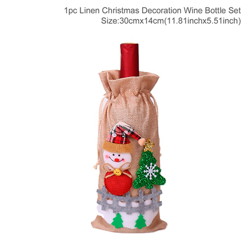 Christmas Wine Bottle Cover - Festive Holiday Table Decoration