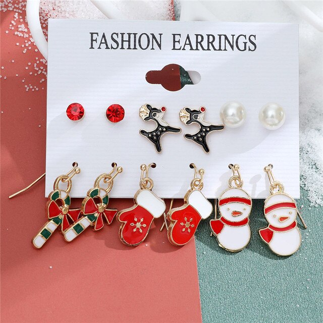 Christmas Drop Earrings Set for Women – Santa Claus, Tree & Bell Designs | Festive Party Jewellery