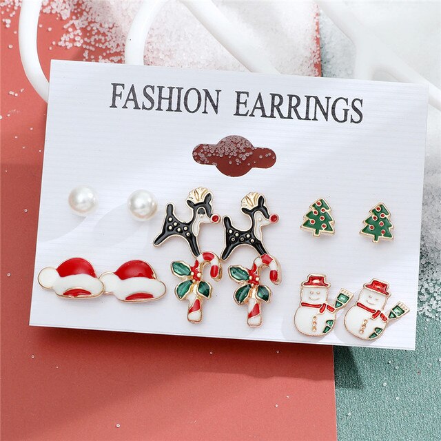 Christmas Drop Earrings Set for Women – Santa Claus, Tree & Bell Designs | Festive Party Jewellery