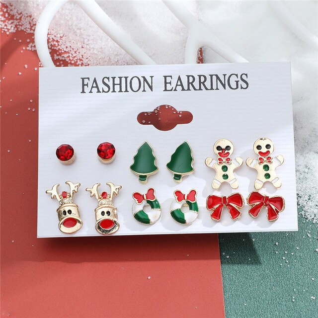 Christmas Drop Earrings Set for Women – Santa Claus, Tree & Bell Designs | Festive Party Jewellery