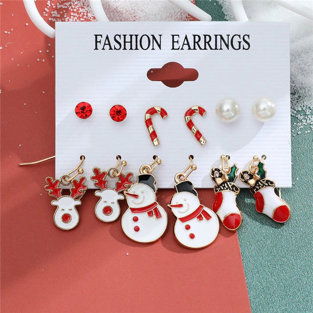 Christmas Drop Earrings Set for Women – Santa Claus, Tree & Bell Designs | Festive Party Jewellery