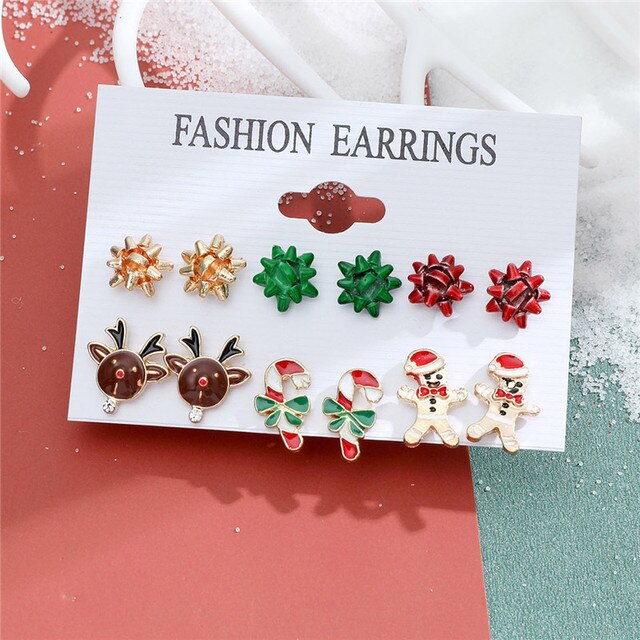 Christmas Drop Earrings Set for Women – Santa Claus, Tree & Bell Designs | Festive Party Jewellery