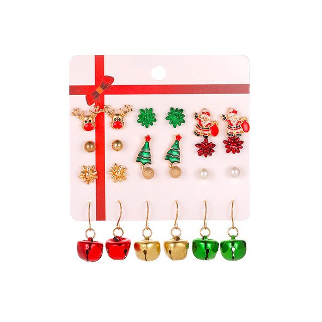 Christmas Drop Earrings Set for Women – Santa Claus, Tree & Bell Designs | Festive Party Jewellery