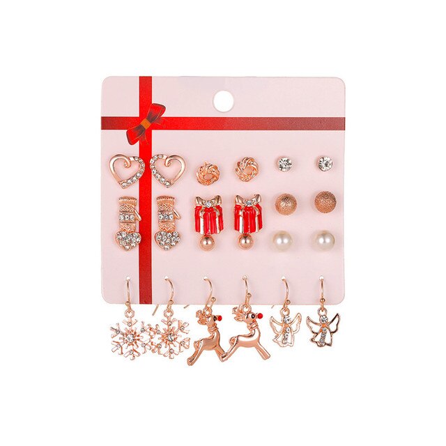 Christmas Drop Earrings Set for Women – Santa Claus, Tree & Bell Designs | Festive Party Jewellery