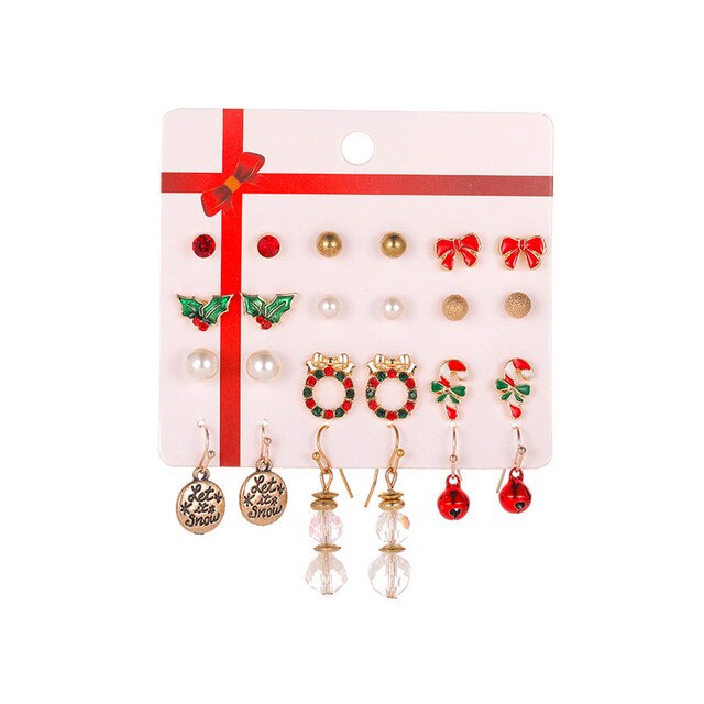 Christmas Drop Earrings Set for Women – Santa Claus, Tree & Bell Designs | Festive Party Jewellery