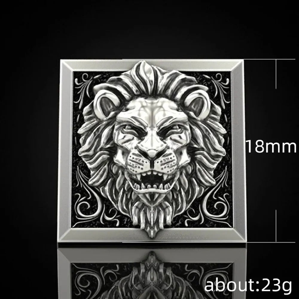 Punk Lion Head & Skull Secret Compartment Ring – Gothic Hidden Storage Men’s Ring