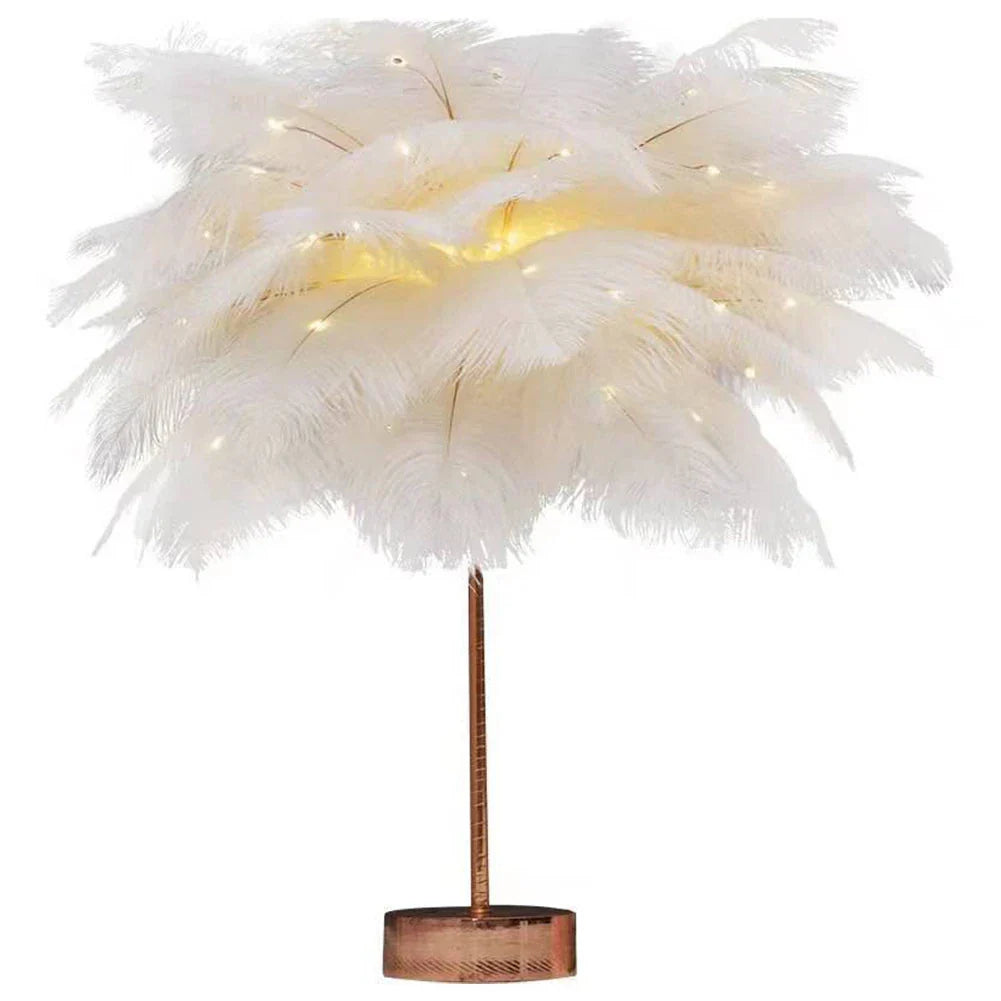 Feather Table Lamp – Elegant LED Night Light for Bedroom & Home Decor