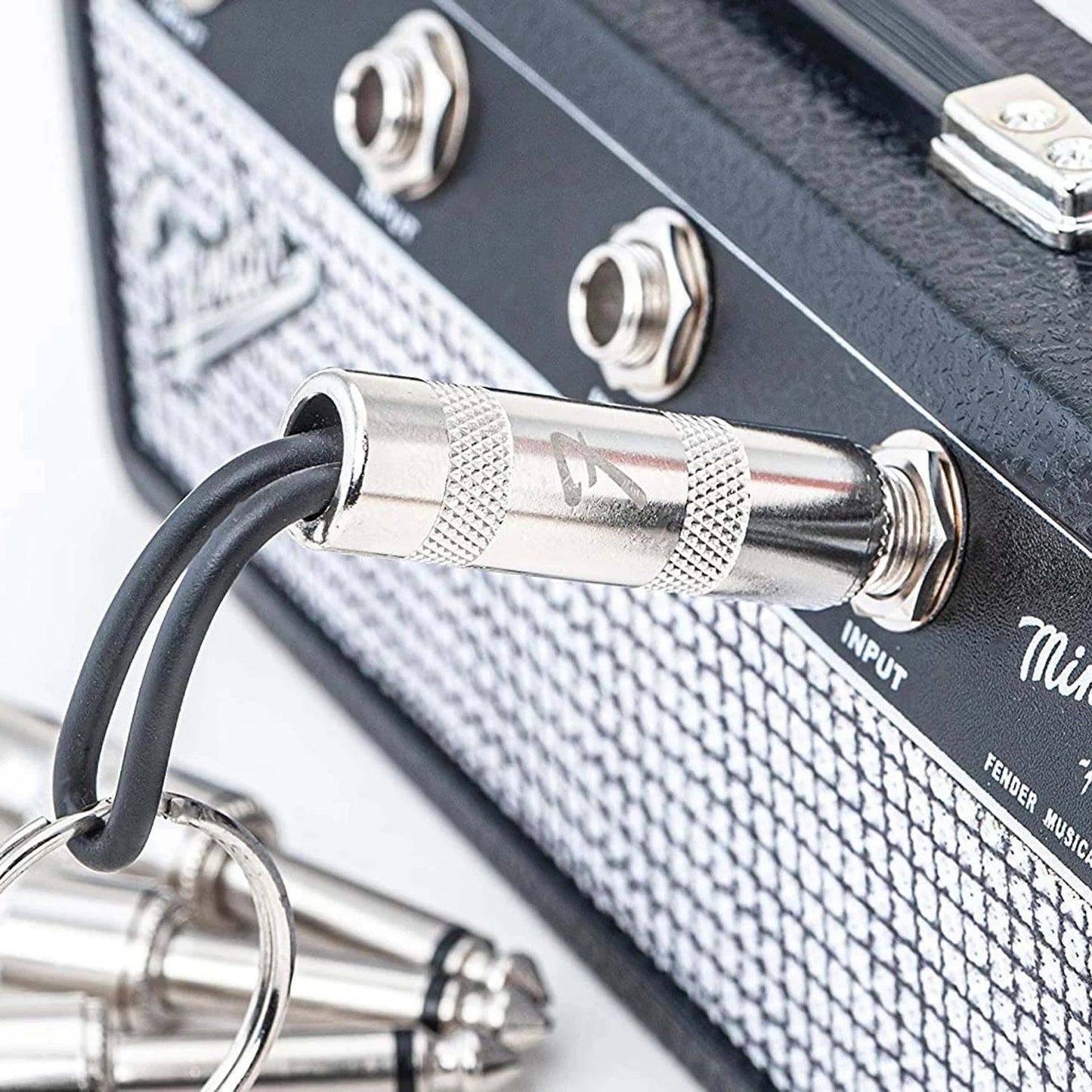 Guitar Jack Rack Wall Key Holder – 4 Guitar Plug Keychains | Music Lover Gift & Home Organiser