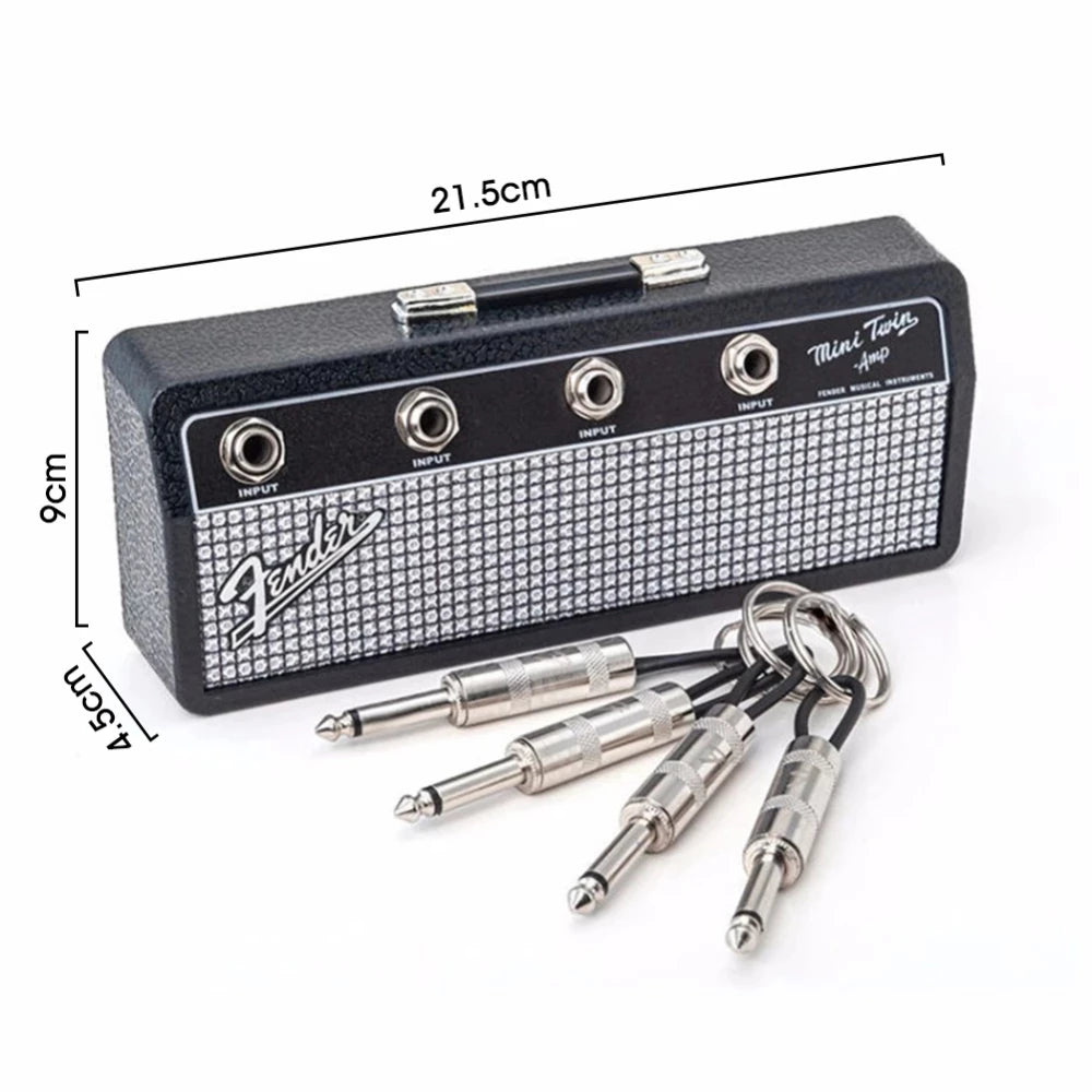Guitar Jack Rack Wall Key Holder – 4 Guitar Plug Keychains | Music Lover Gift & Home Organiser
