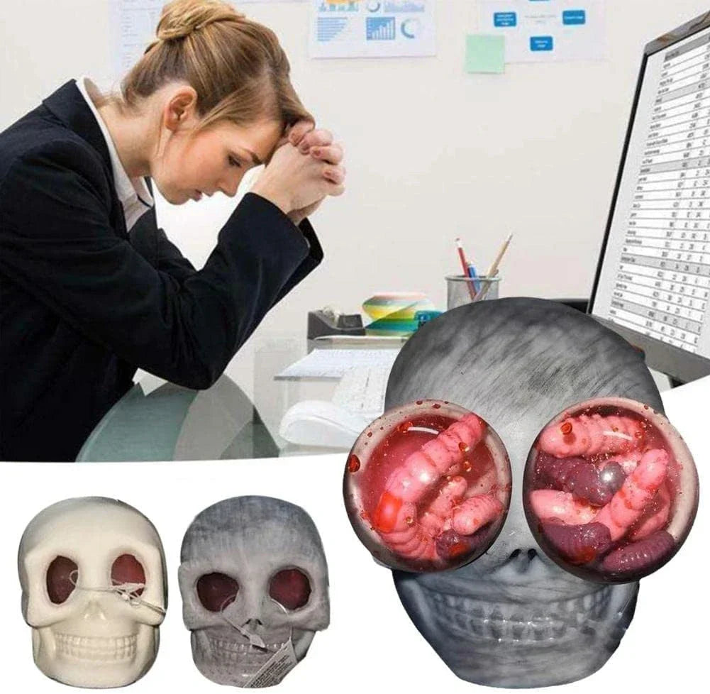 Gothic Skull Squeeze Stress Relief Toy – Squishy Silicone Decompression Fidget