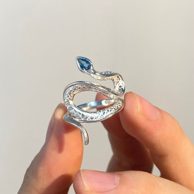 Gothic Rhinestone Snake Ring – Adjustable Open Animal Ring for Men & Women | Punk Fashion Jewellery