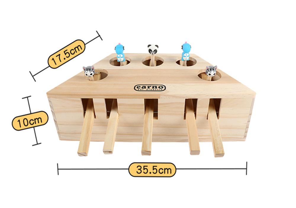 Cat Whack-a-Mole Interactive Toy - Wooden Puzzle Game for Cats