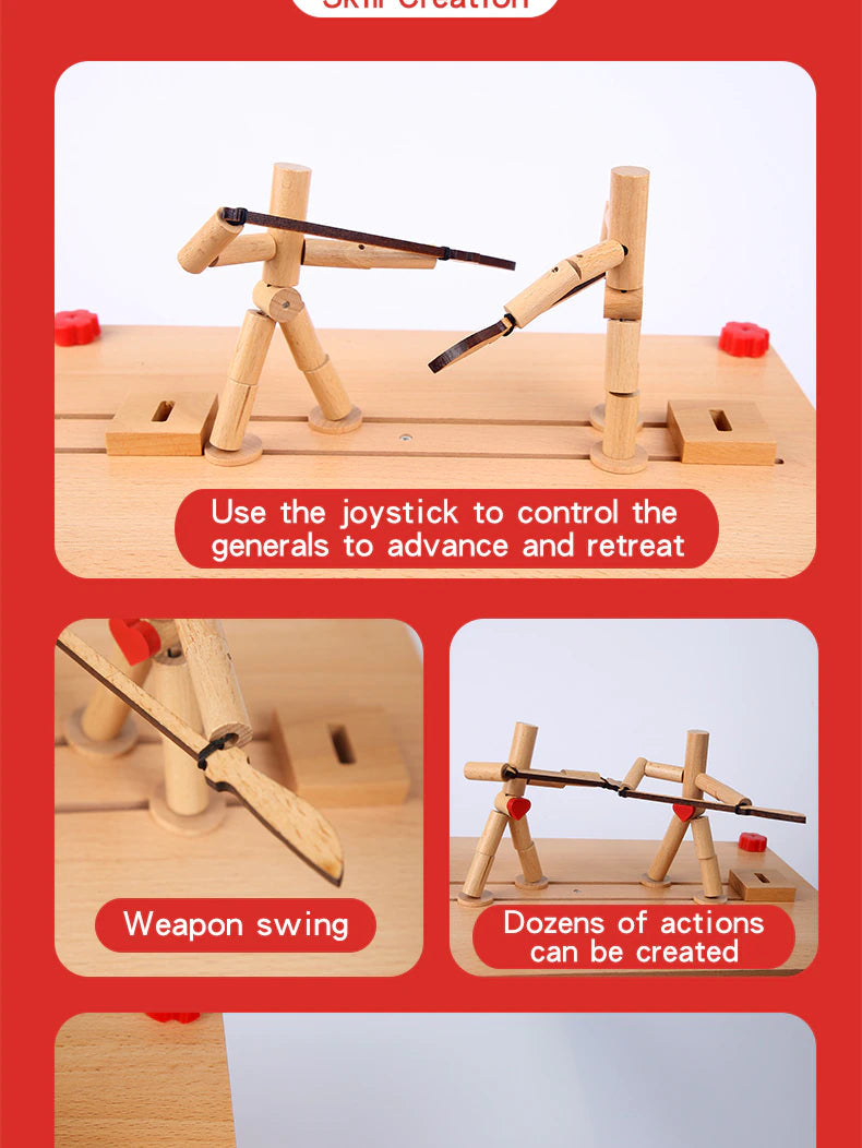 Two Player Fighting Wooden Toy – Interactive Tabletop Battle Game