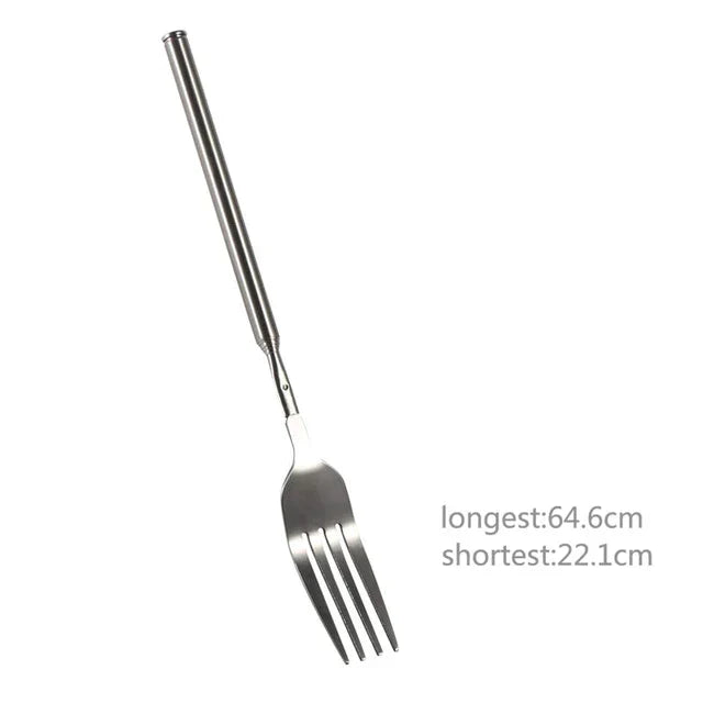 Telescopic Extendable Fork – Stainless Steel Long Handle Fork for BBQ, Dinner & Dessert