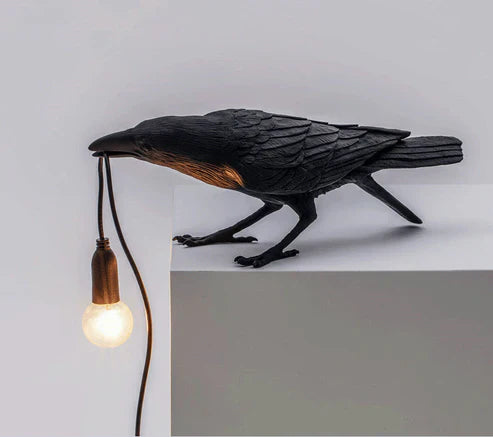 Crow Wall & Raven Table Lamp – Brightness Adjustable Edison Bulb Decor Light