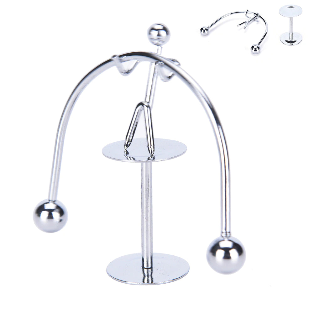 Stainless Steel Weightlifter Kinetic Balance Desk Toy – Perpetual Motion Sculpture | Office Decor & Stress Relief Gift