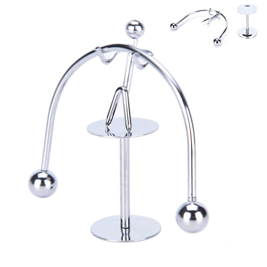 Stainless Steel Weightlifter Kinetic Balance Desk Toy – Perpetual Motion Sculpture | Office Decor & Stress Relief Gift