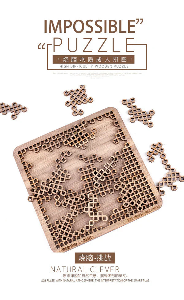 3D Brain-Teaser Wooden Fractal Puzzle – Challenging Mind Game for Adults & Kids