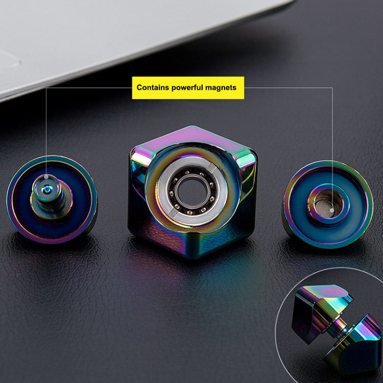 Magnetic Fidget Spinner Stress Relief Toy - Colorful Metal Gyroscope Hand Spinner for Kids & Adults