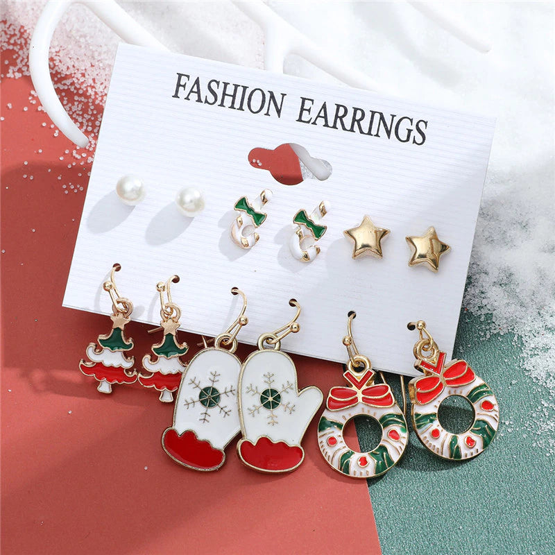 Christmas Drop Earrings Set for Women – Santa Claus, Tree & Bell Designs | Festive Party Jewellery