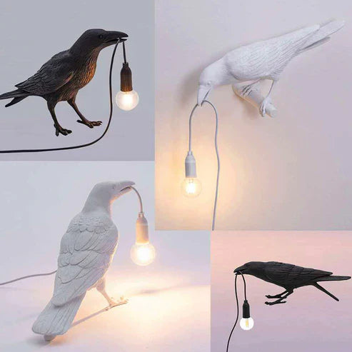 Crow Wall & Raven Table Lamp – Brightness Adjustable Edison Bulb Decor Light