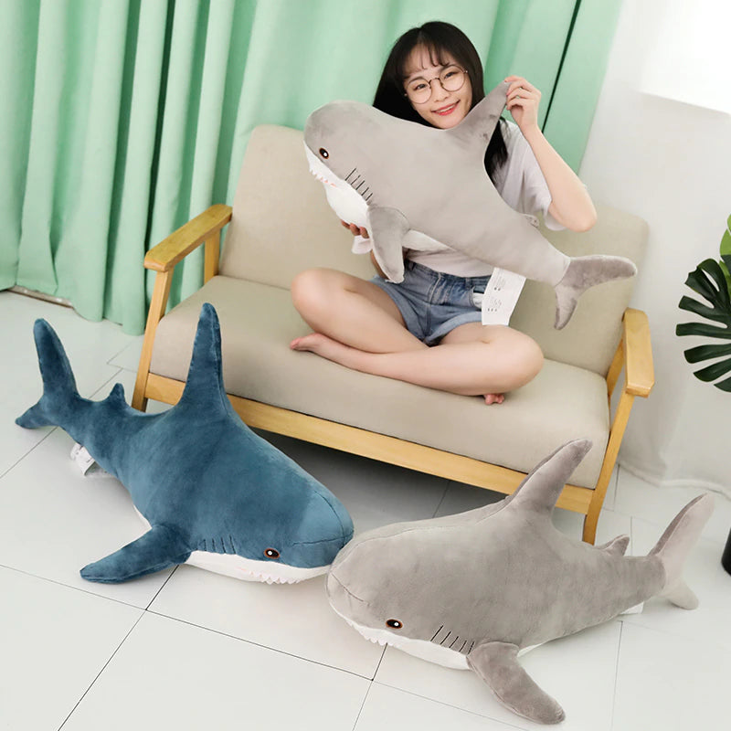 Cute Shark Plush Toy – Giant Stuffed Animal Cuddle Pillow with Hidden Blanket | Kids & Adults Gift