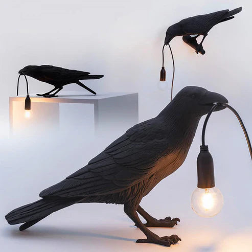 Crow Wall & Raven Table Lamp – Brightness Adjustable Edison Bulb Decor Light