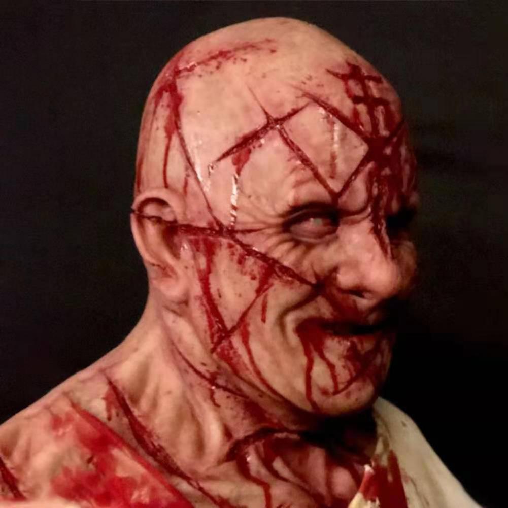 Scary Bald Blood Scar Mask – Realistic Halloween Horror Costume Mask