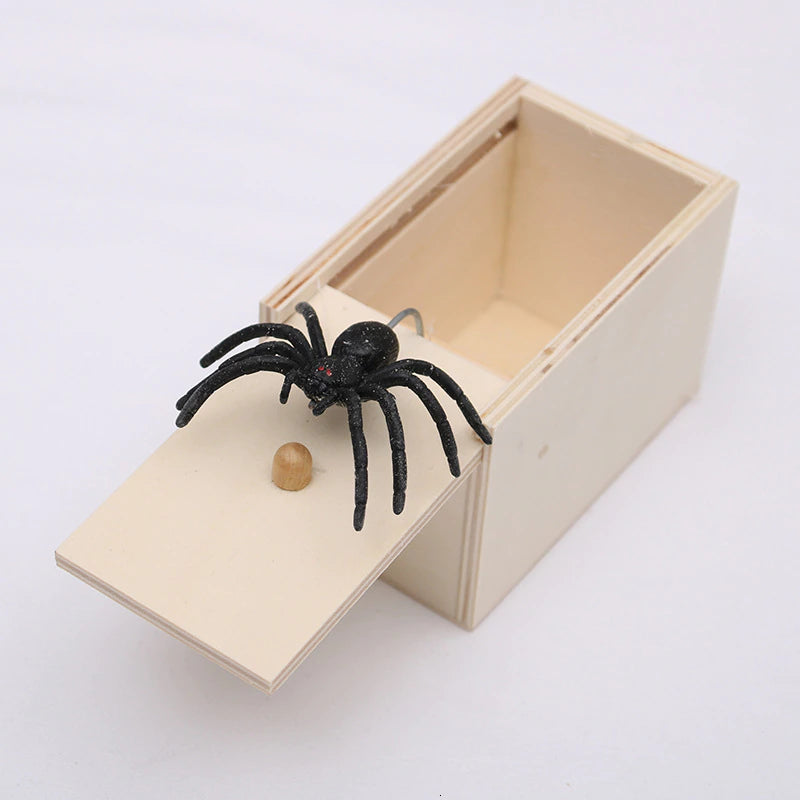 Wooden Spider Scare Box – Funny Prank Surprise Trick Toy