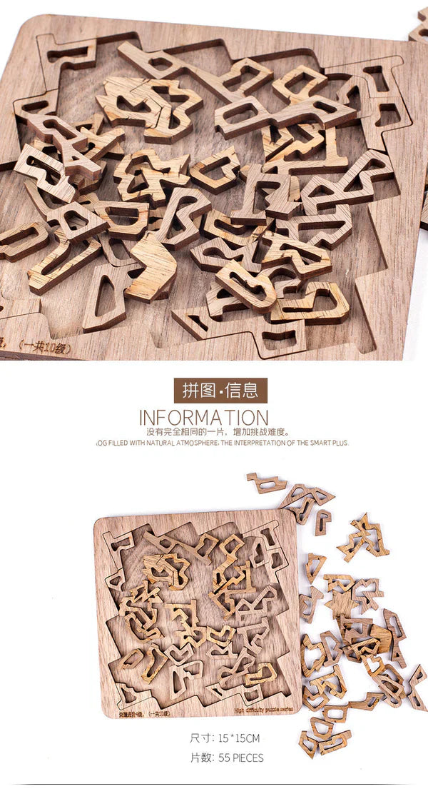 3D Brain-Teaser Wooden Fractal Puzzle – Challenging Mind Game for Adults & Kids