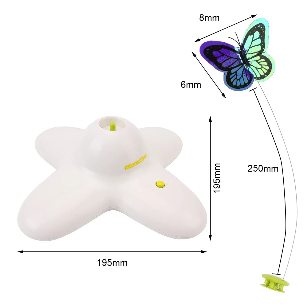 Interactive 360° Rotating Flutter Butterfly Cat Toy – Motion-Activated Flashing Bug | Indoor Cat Exercise Toy