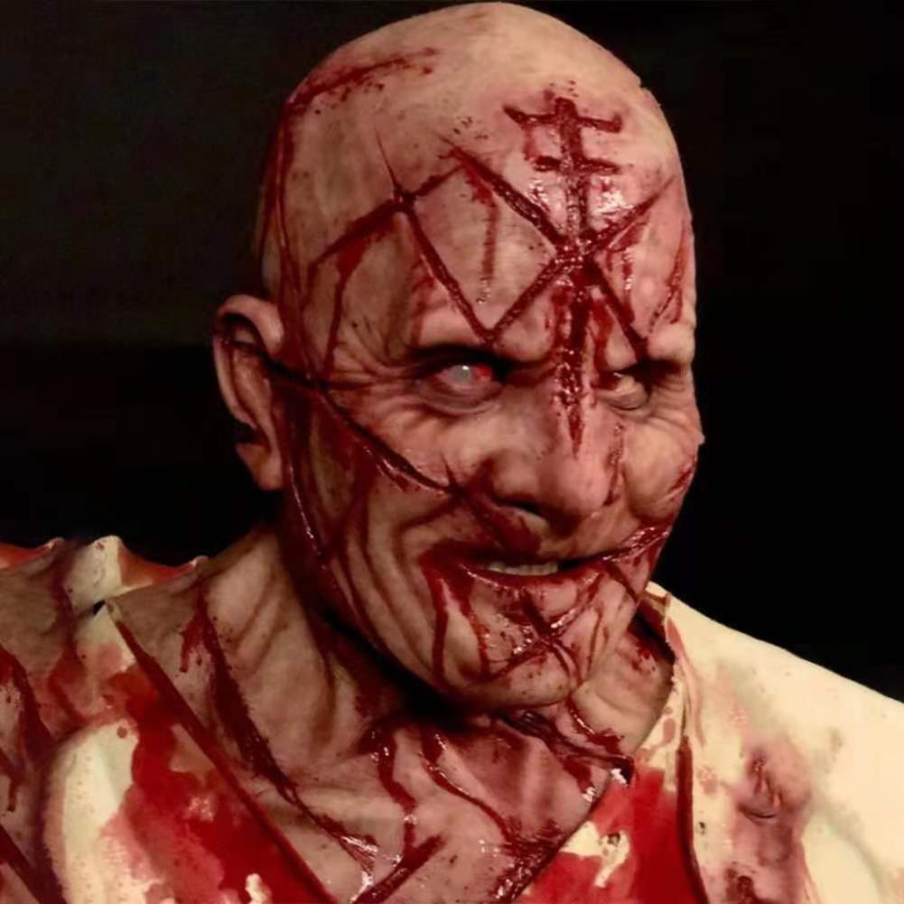 Scary Bald Blood Scar Mask – Realistic Halloween Horror Costume Mask