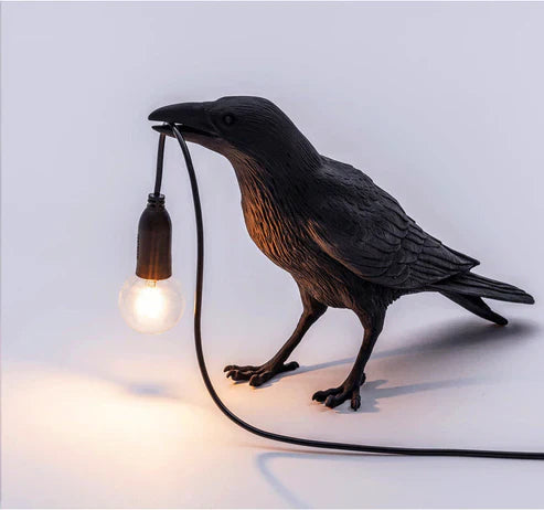 Crow Wall & Raven Table Lamp – Brightness Adjustable Edison Bulb Decor Light